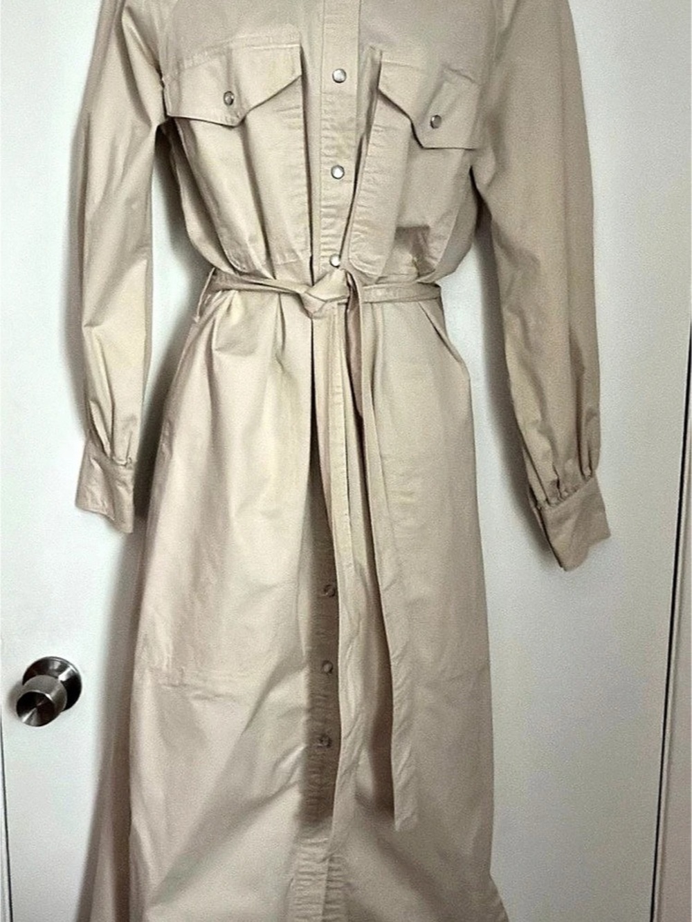 Banana Republic Twill Utility Midi Shirtdress Beige Medium